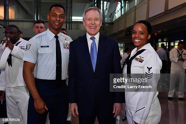 Secretary of the Navy Ray Mabus and sailors and airmen attend the TNT The Last Ship Season 3 Screening at the NEWSEUM on June 7, 2016 in Washington,...