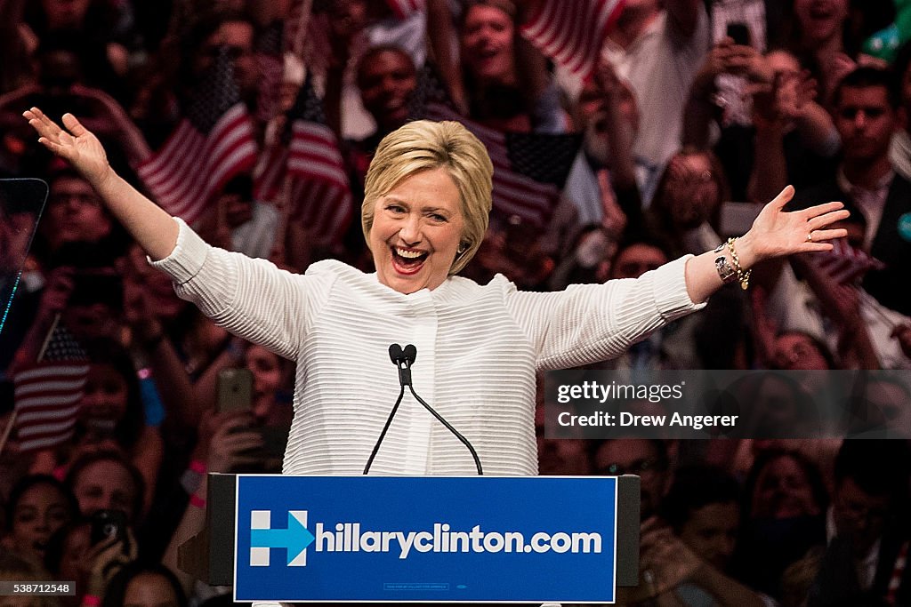 Hillary Clinton Holds Primary Night Event In Brooklyn, New York
