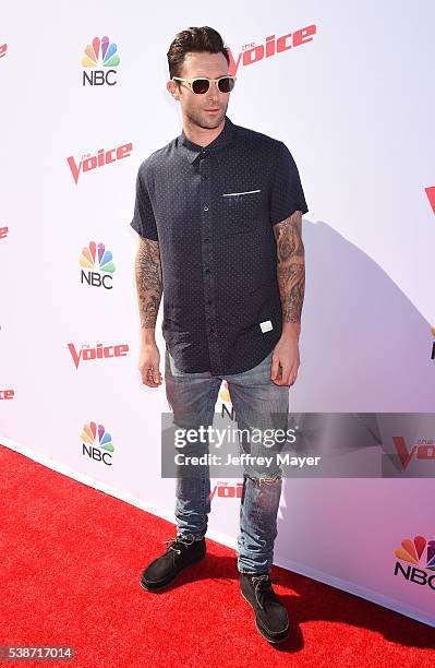 Singer/musician Adam Levine arrives at 'The Voice' Karaoke For Charity event at HYDE Sunset: Kitchen + Cocktails on April 21, 2016 in West Hollywood,...