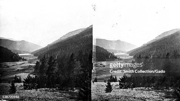 Stereograph of Mystic Lake near Fort Ellis, Gallatin County, Montana, 1871. Image courtesy USGS. .