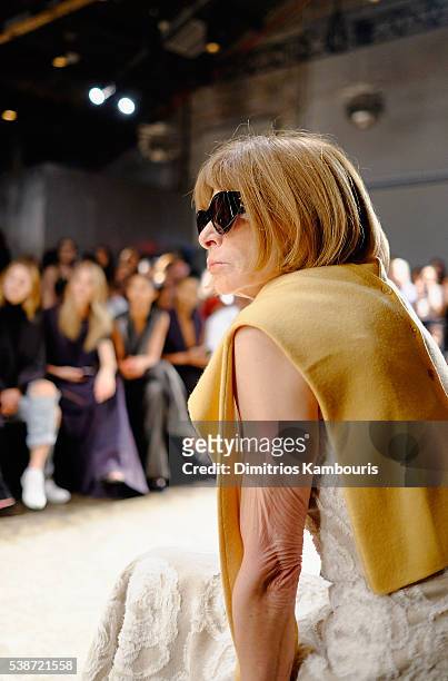 Anna Wintour attends Public School's Women's And Men's Spring 2017 Collection Runway Show at Cedar Lake on June 7, 2016 in New York City.