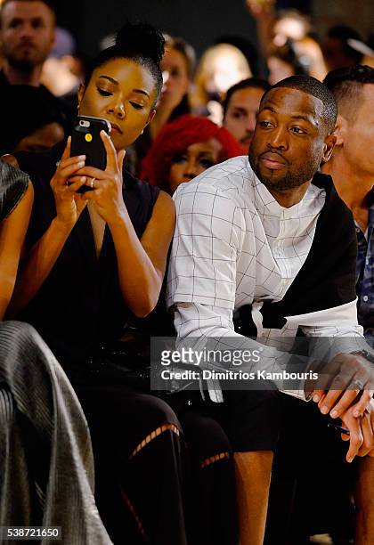 Actress Gabrielle Union and professional basketball player Dwyane Wade attend Public School's Women's And Men's Spring 2017 Collection Runway Show at...