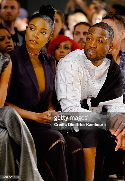 Actress Gabrielle Union and professional basketball player Dwyane Wade attend Public School's Women's And Men's Spring 2017 Collection Runway Show at...