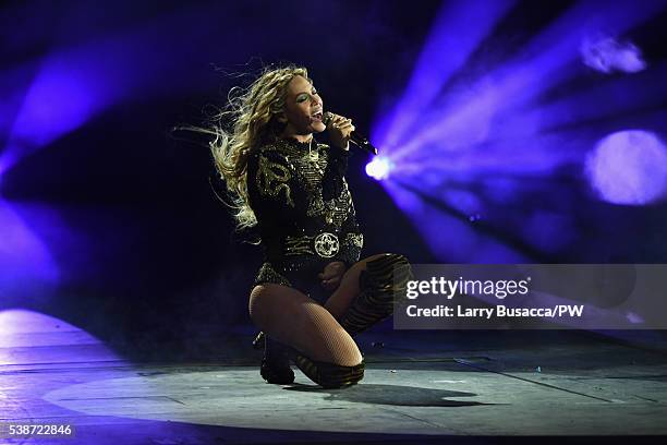 Entertainer Beyonce performs on stage during "The Formation World Tour" at the Citi Field on June 7, 2016 in the Queens borough of New York City.