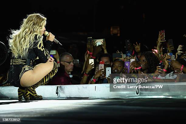 Entertainer Beyonce performs on stage during "The Formation World Tour" at the Citi Field on June 7, 2016 in the Queens borough of New York City.