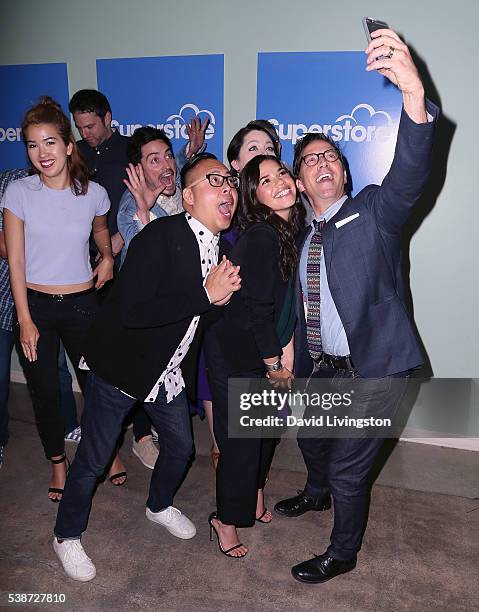 Actress America Ferrera , other cast members, show executives and actor Dan Bucatinsky attend FYC at UCB for NBC's "Superstore" at UCB Sunset Theater...