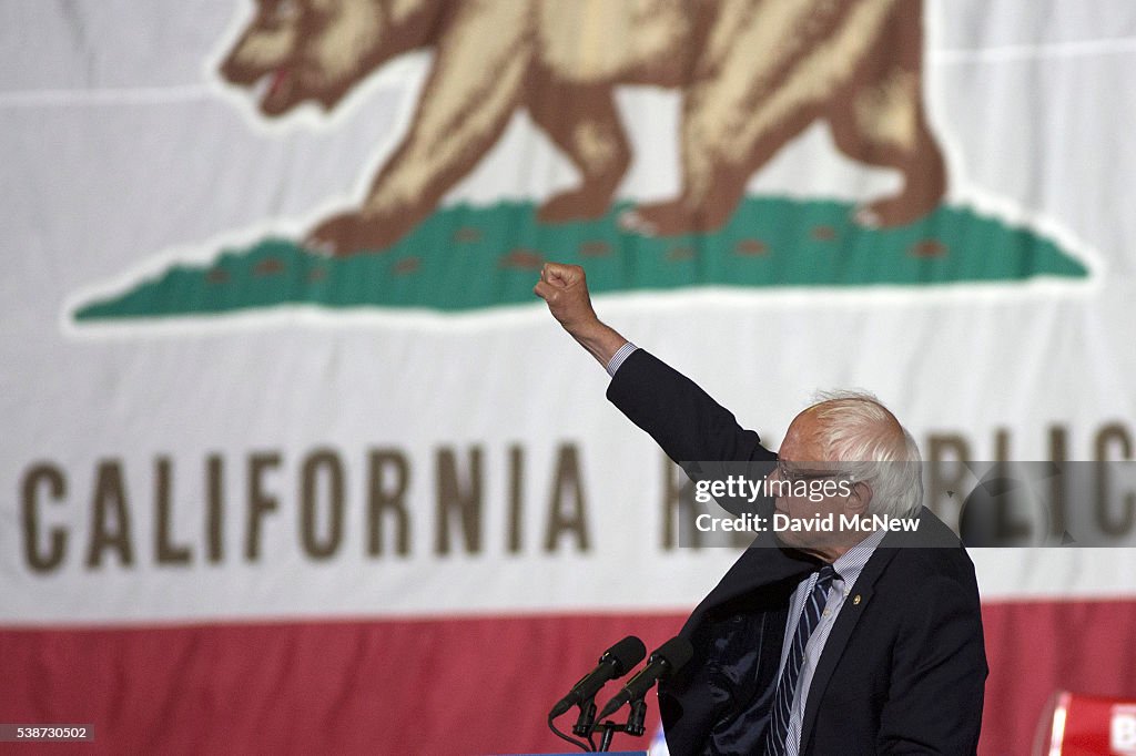 Bernie Sanders Holds Primary Night Rally In Los Angeles Area