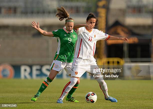 Dublin , Ireland - 7 June 2016; Armisa Ku of Montenegro in action against Ruesha Littlejohn of Republic of Ireland during the Women's 2017 European...