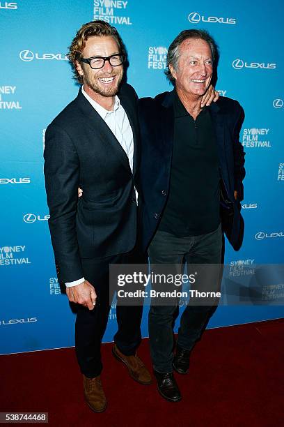 Simon Baker and Bryan Brown arrive ahead of the Sydney Film Festival Opening Night Gala at State Theatre on June 8, 2016 in Sydney, Australia.