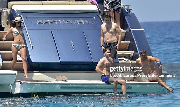 Tennis player Rafael Nadal celebrates his 30th birthday with his girlfriend Xisca Perello and friends on his new yacht on June 4, 2016 in Ibiza,...
