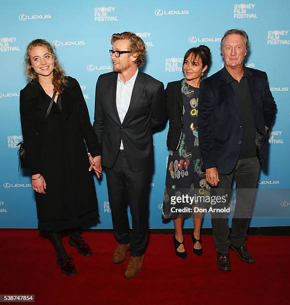 Stella Baker, Simon Baker, Rebecca Rigg and Bryan Brown arrive ahead of the Sydney Film Festival Opening Night Gala at State Theatre on June 8, 2016...