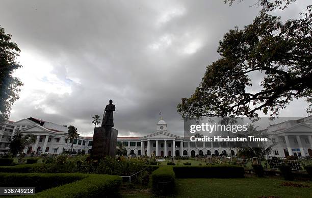 Dark clouds gathering over Kerala Secretariat building as the first winds of southwest monsoon hits Kerala on June 7, 2016 in Thiruvananthapuram,...