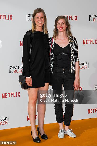 Stephanie Stremler and Ina Maria Jaich during the 'Orange is the New Black' Europe Premiere at Kino in der Kulturbrauerei on June 7, 2016 in Berlin,...