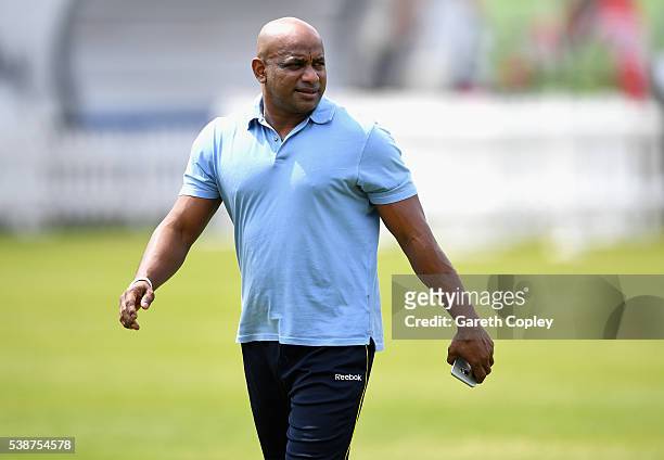 Chairman of Selectors Sanath Jayasuriya during a nets session ahead of the 1st Investec Test match between England and Sri Lanka at Lord's Cricket...