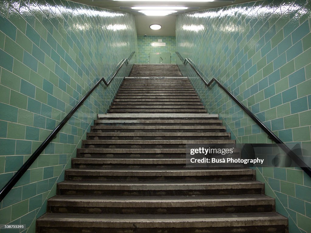Steep staircase, Alexanderplatz subway station