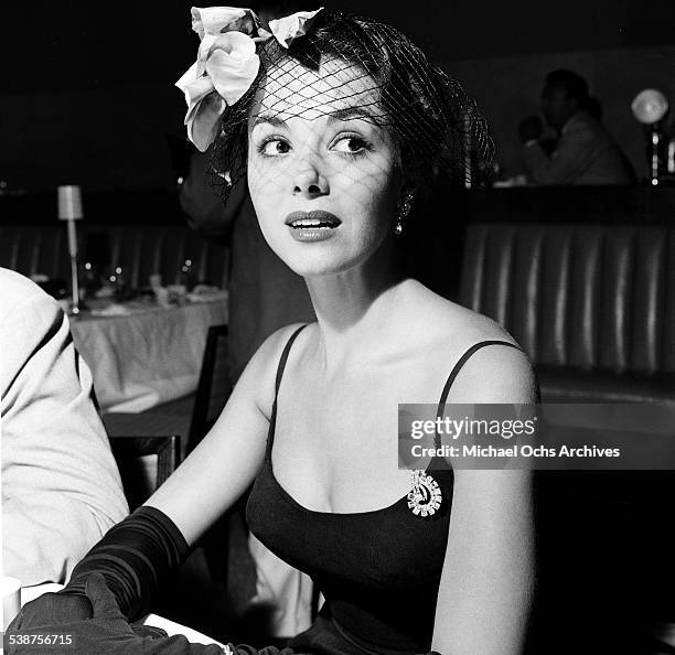 Actress Dana Wynter attends the Colgate Comedy Hour telecast during the grand opening of the Hilton Hotel in Beverly Hills, CA.