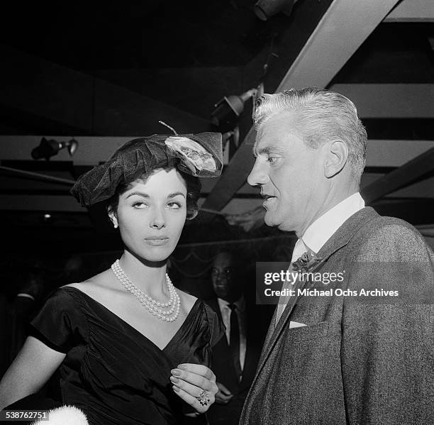 Actress Dana Wynter and husband attorney Greg Bautzer attend a party in Los Angeles,CA.