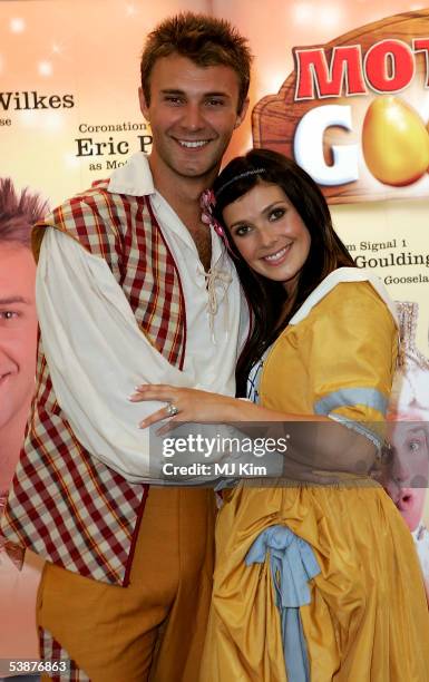 Former Hearsay singer Kym Marsh and actor Jonathan Wilkes pose at the press launch for Regent's annual pantomime Mother Goose at Trentham Awakes,...