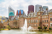 Parliament and court building complex Binnenhof in Hague, Holland