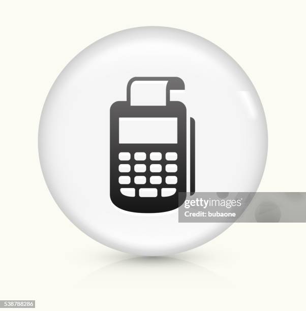 cash register icon on white round vector button - card reader white background stock illustrations