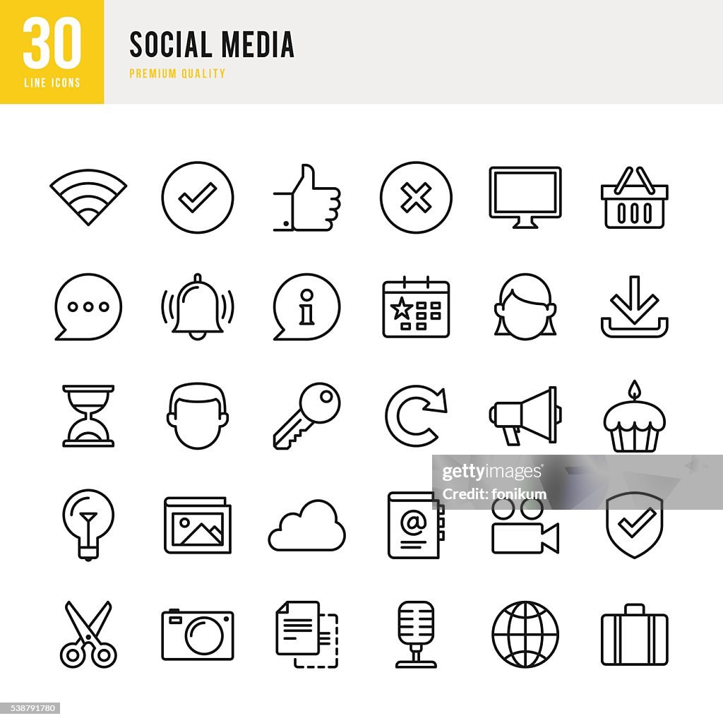 Social Media - Thin Line Icon Set