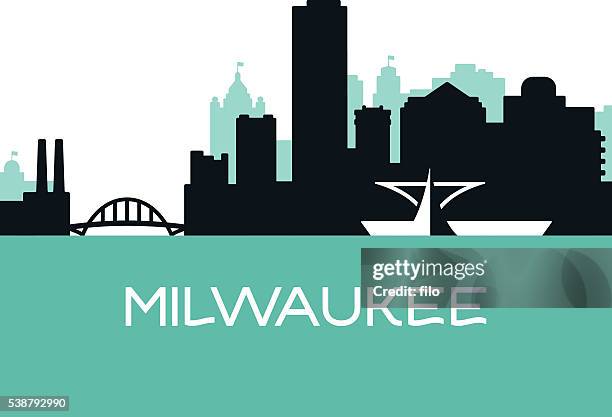 illustrazioni stock, clip art, cartoni animati e icone di tendenza di skyline di milwaukee - milwaukee wisconsin