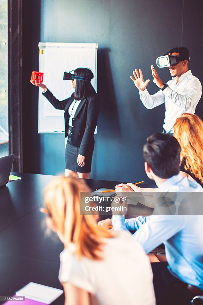 Meeting Simulation Business Meeting With Virtual Reality Simulator High-Res Stock Photo ...