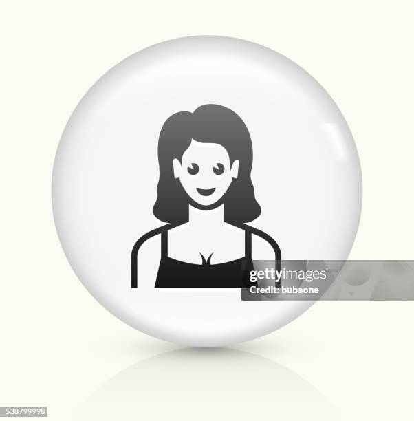 female face icon on white round vector button - strap stock illustrations