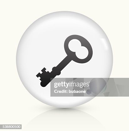 Old Key icon on white round vector button Old Key icon on white round vector button