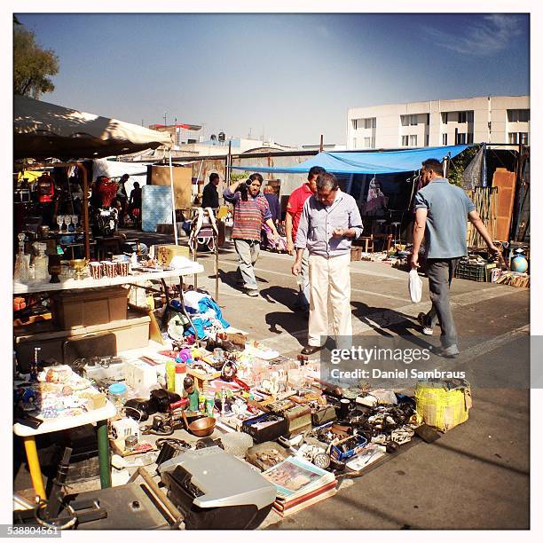 Street flea market in the neighbourhood of Portales, Mexico City, Mexico. Mexico is full of street vendors.