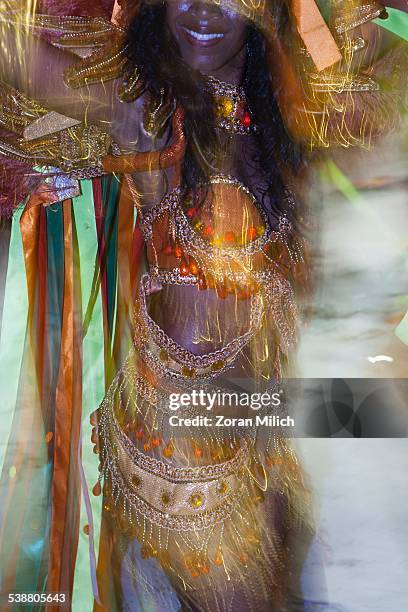 Samba Queen dresses in feathers at Carnaval in Rio de Janeiro, Brazil.