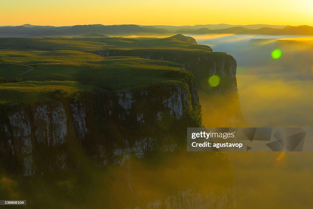 Canyon Fortaleza valley, dramatic sunset, Rio Grande do Sul, Brazil