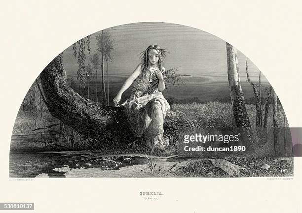 works of william shakespeare - ophelia from hamlet - literature stock illustrations
