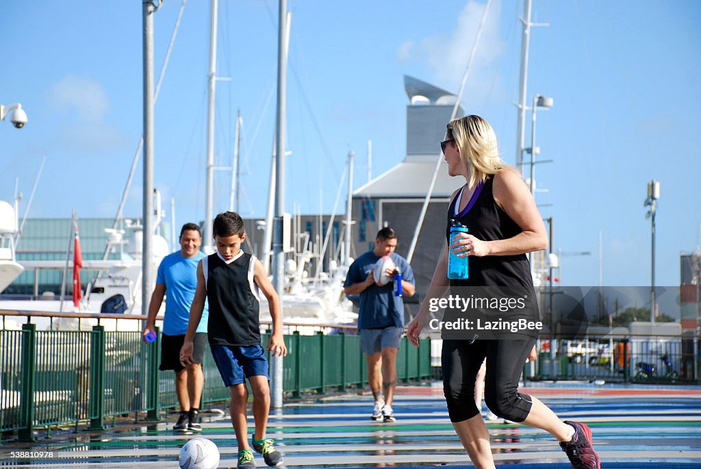 Family and Friends out for Walk on Promenade