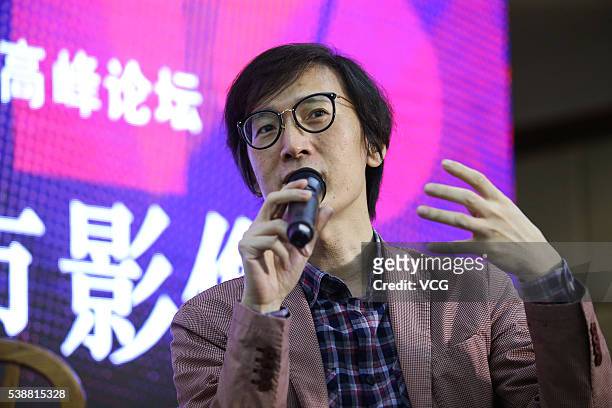 Chinese painter and art critic Lin Mingjie attends Urban Image of the Times - International Summit Forum of the "One-Minute Film" Competition during...