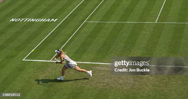 Caroline Wozniacki of Denmark during her women's singles match against Anett Kontaveit of Estoniaon day three of the WTA Aegon Open on June 8, 2016...