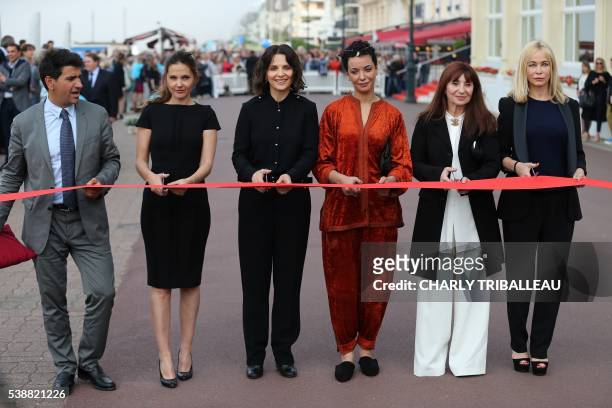 Cabourg's mayor Tristan Duval French actress Virginie Ledoyen, French actress Juliette Binoche, Moroccan actress Loubna Abidar, French actress Ariane...