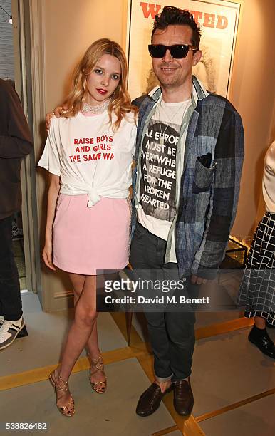 Greta Bellamacina and Robert Montgomery attend the launch of Bella Freud's numbered edition collection of sunglasses with Cutler & Gross at her...