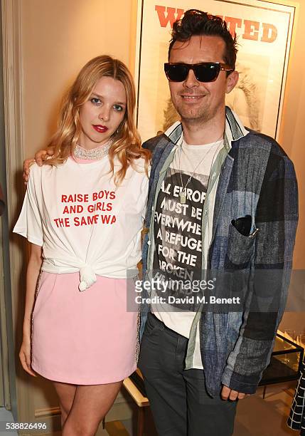 Greta Bellamacina and Robert Montgomery attend the launch of Bella Freud's numbered edition collection of sunglasses with Cutler & Gross at her...