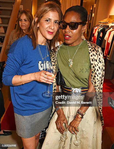 Azzi Glasser and Susan Bender attend the launch of Bella Freud's numbered edition collection of sunglasses with Cutler & Gross at her Chiltern Street...
