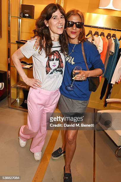 Bella Freud and Azzi Glasser attend the launch of Bella Freud's numbered edition collection of sunglasses with Cutler & Gross at her Chiltern Street...