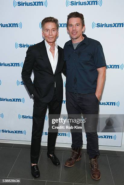 Calvin Klein and Ethan Hawke visit at SiriusXM Studio on June 8, 2016 in New York City.