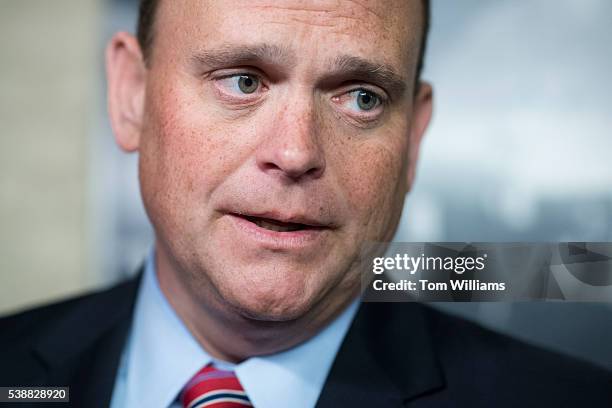 Rep. Tom Reed, R-N.Y., talks with the media after a meeting of House Republicans in the Capitol, June 8, 2016.