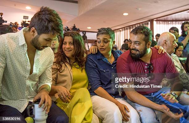 Shaheed Kapoor, Zoya Akhtar, Reema Kagti, Anurag Kashyap at a press conference organised by The Indian Film & Television Directors Association to...