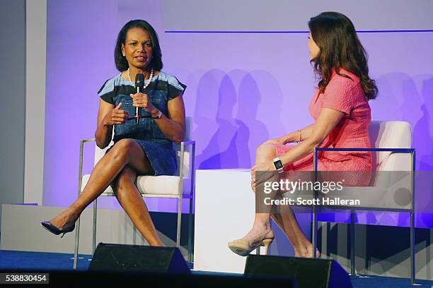 Former Secretary of State Condoleezza Rice speaks during the KPMG Women's Leadership Summit prior to the start of the KPMG Women's PGA Championship...