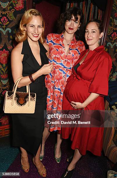 Charlotte Dellal, Jasmine Guinness and Poppy de Villeneuve attend Zac Posen's dinner to celebrate his first women's collection for Brooks Brothers at...