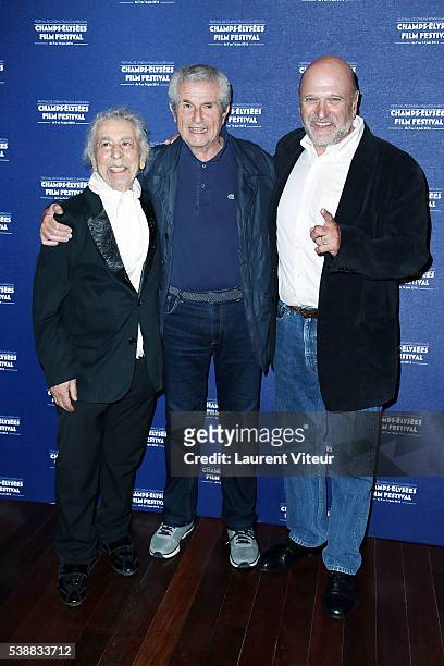 Musician Francis Lai, Director Claude Lelouch and Director Andrew Davis attend the 5th Champs Elysees Film Festival Opening Ceremony at Drugstore...