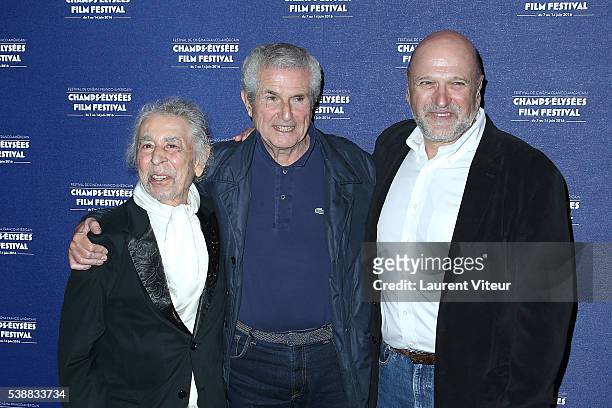 Musician Francis Lai, Director Claude Lelouch and Director Andrew Davis attend the 5th Champs Elysees Film Festival Opening Ceremony at Drugstore...