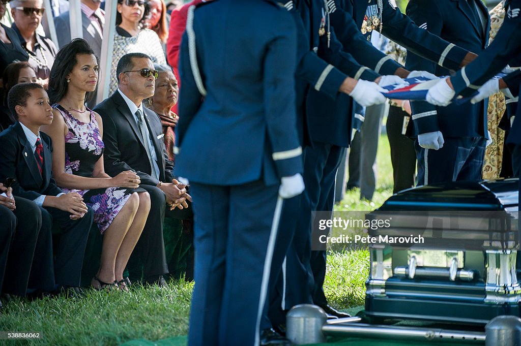 Burial Service For Tuskegee Airman And Gold Medal Olympian "Marvelous Mal" Held At Arlington National Cemetery