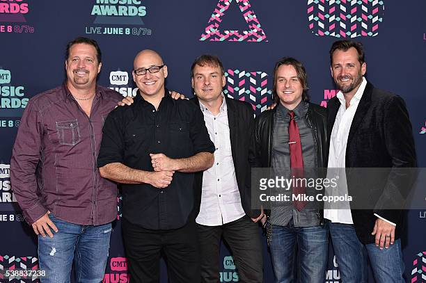 Ken Block, Andrew Copeland, Ryan Newell, Jeff Beres and Mark Trojanowski from the muscial group Sister Hazel attends the 2016 CMT Music awards at the...